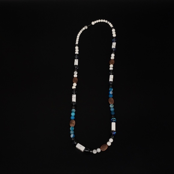 Boho Copper, Blue Agate,Hematite Bead Necklace - Picture 10 of 12